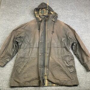 VTG Australian Outback Collection Waxed Cotton Oilskin Jacket Mens XL Brown Hood